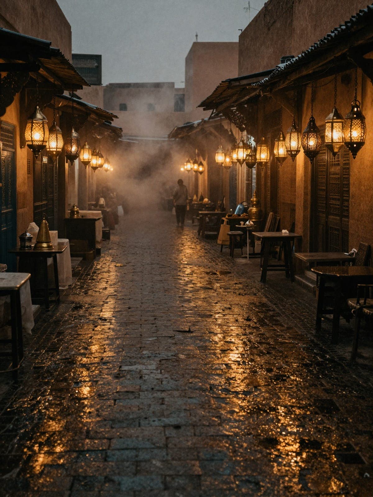 Un ultimo sguardo ai vicoli illuminati della medina di Marrakech