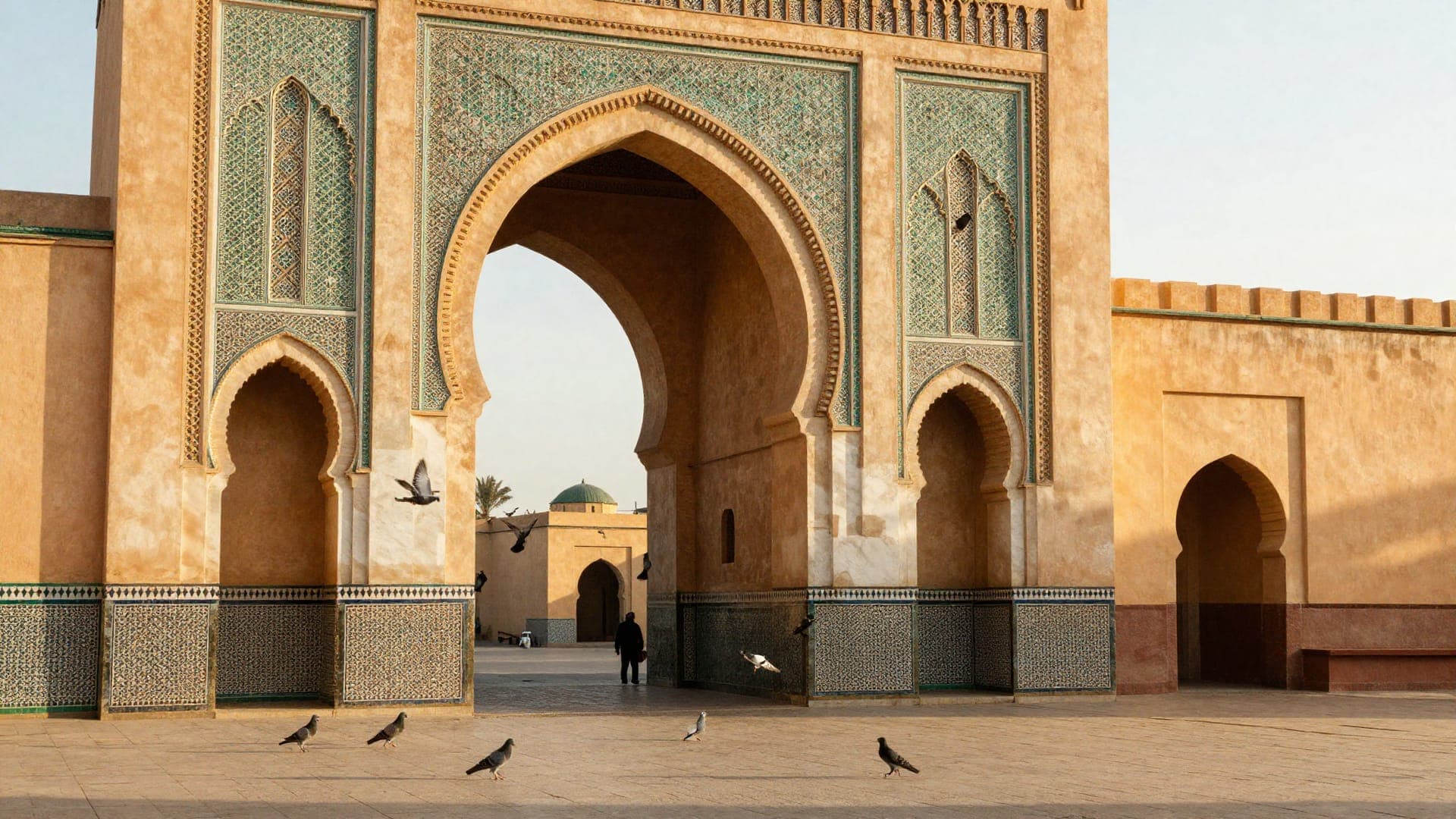 La monumentale porta Bab Mansour di Meknes decorata a zellige